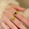18K Gold Plated Zircon Court Style Ring For Women view 4