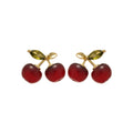 Sweet Resin Zircon Cherry Stud Earrings With Silver Pins, Fashion Fruit Design For Women view 5