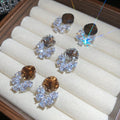 Light Luxury Copper Zircon Rhombus Teardrop Drop Earrings With Silver Pin view 3