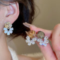 Light Luxury Copper Zircon Rhombus Teardrop Drop Earrings With Silver Pin view 2