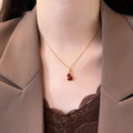 Gold Plated Copper Enamel Gourd Zircon Pendant Sweater Necklace For Women Light Luxury Jewelry view 1