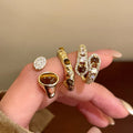Gold Plated Tiger Eye Round Vintage Open Ring For Women view 4