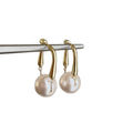 Fashion OL Faux Pearl Round Geometric Stud Earrings With Silver Pins Minimalist Trendy Design view 5