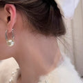 Fashion OL Faux Pearl Round Geometric Stud Earrings With Silver Pins Minimalist Trendy Design view 2