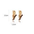 Vintage Resin Pleated Tassel Geometric Drop Earrings With Silver Pins For Women view 5