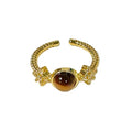 Gold Plated Zircon Tiger Eye Open Ring For Women view 5