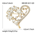 Alloy Rhinestone Hollow Heart Brooch Pin For Suits And Coats view 6