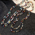 Ethnic Bohemian Colorful Faux Crystal Beaded Geometric Round Sweater Necklace For Women view 4