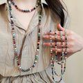 Ethnic Bohemian Colorful Faux Crystal Beaded Geometric Round Sweater Necklace For Women view 1