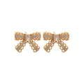 Gold Plated Copper Zircon Bow Stud Earrings With Silver Posts, Sweet Vintage Elegant Jewelry view 5