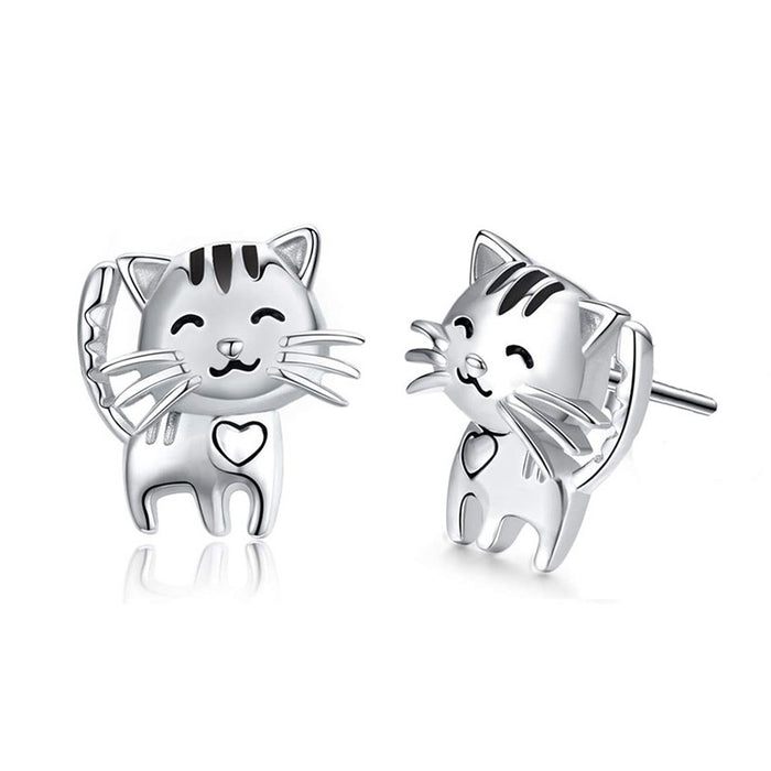 Hot Selling Women's Cat Metal Oil Painting Smiley Face Stud Earrings For Commuter Accessories
