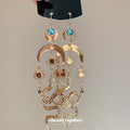 Vintage Ethnic Alloy Sun Moon Snake Pendant Tassel Drop Earrings For Women view 2