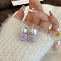 Sweet Flocked Fabric Heart Pearl Front Back Studs For Women Autumn Winter Dopamine Fashion Earrings view 4