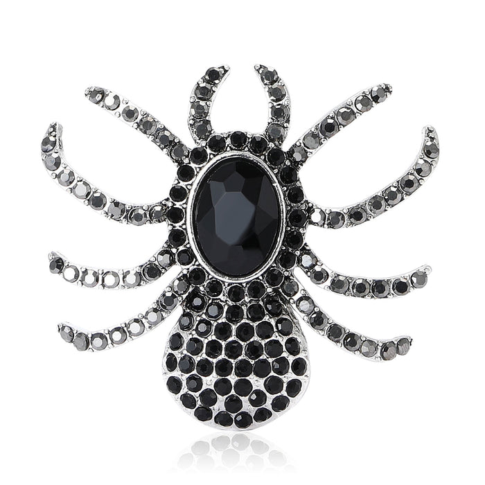 Alloy Rhinestone Spider Brooch Pin For Coat And Apparel