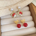Chinese Style Faux Pearl Horse Bow Stud Earrings With Silver Needle Light Luxury Daily Jewelry view 2