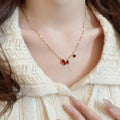 Real Gold Plated Enamel Metal Horse Necklace Chinese Style Light Luxury Clavicle Chain for Women view 3