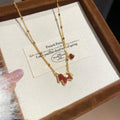 Real Gold Plated Enamel Metal Horse Necklace Chinese Style Light Luxury Clavicle Chain for Women view 2