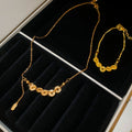 New Chinese Style Round Copper Coin Pendant Necklace Bracelet Jewelry Set Vintage Light Luxury view 3