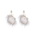 Light Luxury Feather Bow Drop Earrings With Silver Pins And Rhinestone Accents view 5