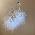 Light Luxury Feather Bow Drop Earrings With Silver Pins And Rhinestone Accents view 4