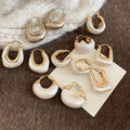 Gold Plated Geometric Oval Imitation Pearl Retro Elegant Daily Wear Earrings For Women view 3