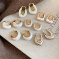 Gold Plated Geometric Oval Imitation Pearl Retro Elegant Daily Wear Earrings For Women view 1