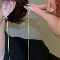 Light Luxury Copper Zircon Letter X Tassel Drop Earrings With Silver Posts view 3