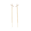 Light Luxury Copper Zircon Letter X Tassel Drop Earrings With Silver Posts view 5
