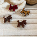 Rhinestone Flocked Resin Horse Brooch Vintage Light Luxury OL Clothing Accessory view 4