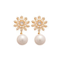 Light Luxury French Snowflake Zircon Faux Pearl Stud Earrings For Women view 5