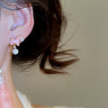 Gold Plated Silver Needle Zircon Horse Faux Pearl Stud Earrings Cute Zodiac Light Luxury Jewelry view 4