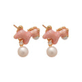 Gold Plated Silver Needle Zircon Horse Faux Pearl Stud Earrings Cute Zodiac Light Luxury Jewelry view 5