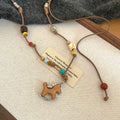 Wooden Horse And Star Pendant Necklace Stud Earrings Ring Jewelry Set For Fashion OL Style view 3