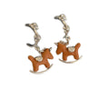 Wooden Horse And Star Pendant Necklace Stud Earrings Ring Jewelry Set For Fashion OL Style view 5