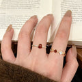 Gold Plated Copper Zircon Enamel Gourd Open Ring, New Chinese Style Geometric Finger Jewelry view 1
