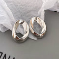 Metal Smooth Oval Stud Earrings Fashion OL Minimalist Geometric Light Luxury Ear Jewelry view 4