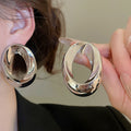 Metal Smooth Oval Stud Earrings Fashion OL Minimalist Geometric Light Luxury Ear Jewelry view 1