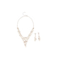 Court Style Rhinestone Flower Faux Pearl Tassel Necklace Stud Earrings Jewelry Set For Brides view 5