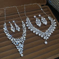 Court Style Rhinestone Flower Faux Pearl Tassel Necklace Stud Earrings Jewelry Set For Brides view 1