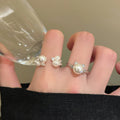Light Luxury Faux Pearl Zircon Open Ring Bangle For Women Korean Elegant Hand Jewelry view 4