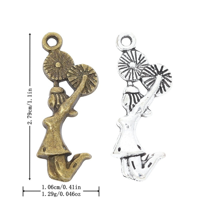 Zinc Alloy Cheerleader Charm Pendant for DIY Necklace Bracelet Jewelry Making