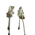 Copper Tiger Eye Ginkgo Leaf Tassel Drop Earrings Vintage OL Style view 5