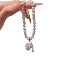 French Style Faux Pearl Flower Basket Pendant Sweater Necklace Light Luxury Geometric Collarbone Chain view 5