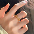 Gold Plated Copper Hollow Flower Open Ring Minimalist Light Luxury Index Finger Jewelry view 1