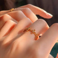 Gold Plated Copper Hollow Flower Open Ring Minimalist Light Luxury Index Finger Jewelry view 3