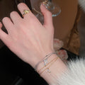 French Light Luxury Copper Zircon Cross Star Geometric Bangle Elegant Women's Jewelry view 3