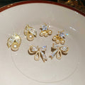 Gold Plated Silver Needle Zircon Star Faux Pearl Stud Earrings Elegant Light Luxury Style view 3