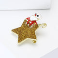 Alloy Enamel 3D Star Santa Brooch Pin For Christmas Gifts view 3