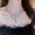 Light Luxury Alloy Rhinestone Teardrop Pendant Stud Earrings Necklace Jewelry Set view 4