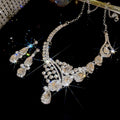 Light Luxury Alloy Rhinestone Teardrop Pendant Stud Earrings Necklace Jewelry Set view 3